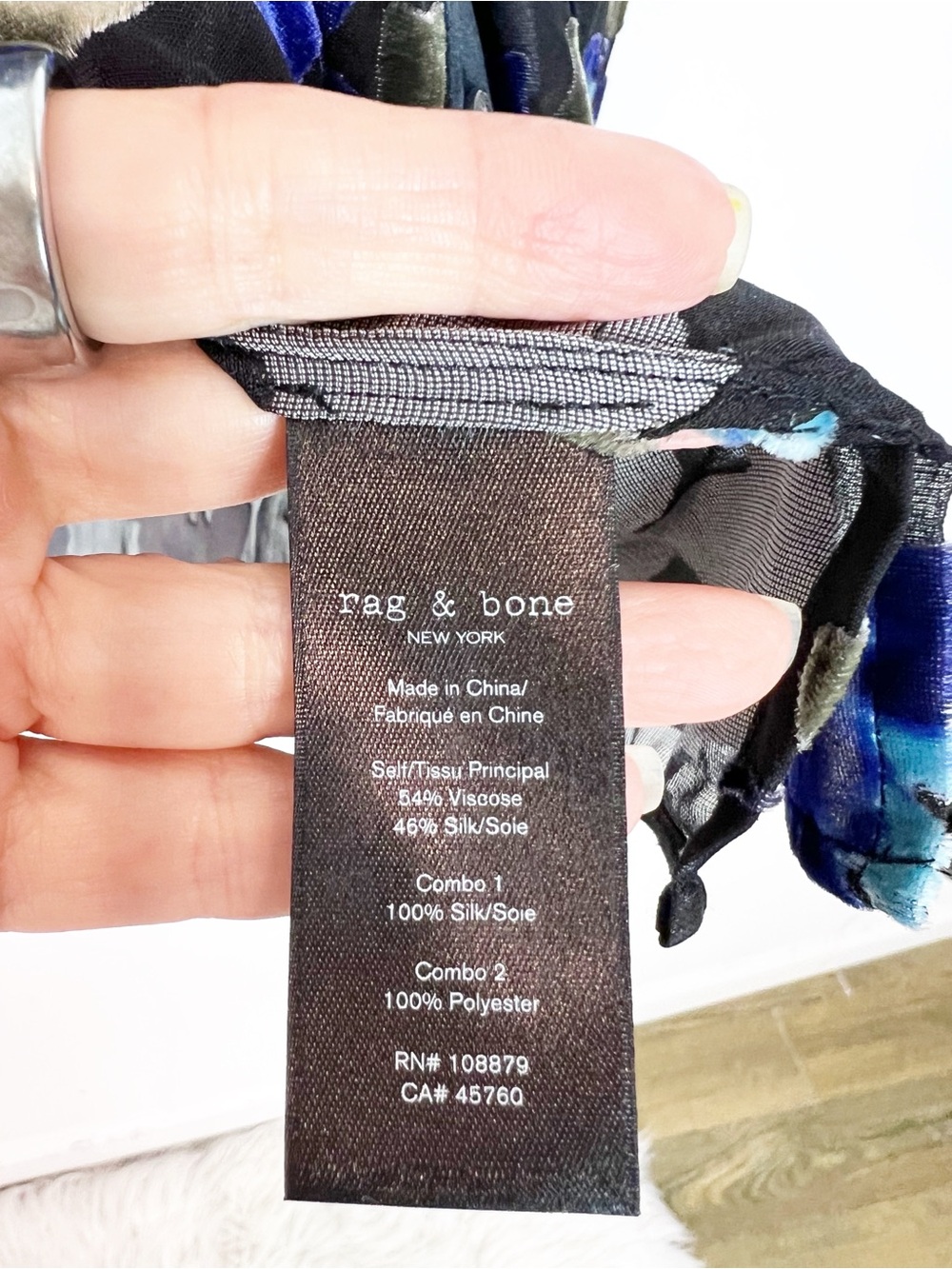 RAG & BONE BLACK VELVET BURNOUT GIGI BLOUSE PURPLE GREEN FLORAL WOMENS LARGE - Picture 7 of 9